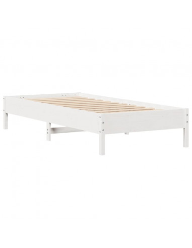 Letto senza Materasso Bianco 75x190 in Legno Massello di Pino