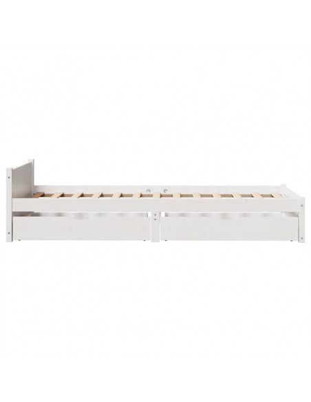 Letto senza Materasso Bianco 75x190 in Legno Massello di Pino