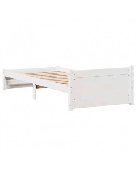 Letto senza Materasso Bianco 75x190 in Legno Massello di Pino
