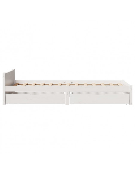 Letto senza Materasso Bianco 90x190 cm in Legno Massello Pino