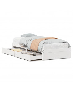 Letto senza Materasso Bianco 90x190 cm in Legno Massello Pino