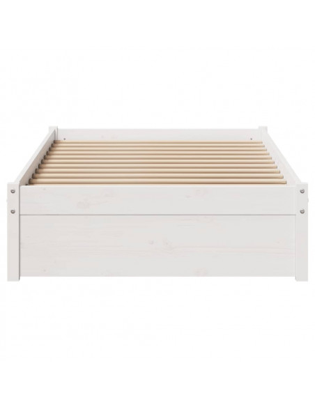 Letto senza Materasso Bianco 90x190 cm in Legno Massello Pino