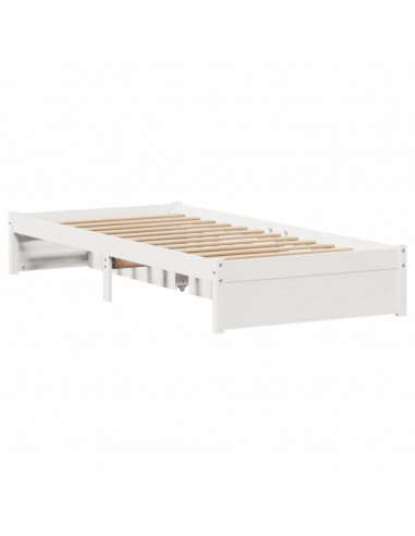 Letto senza Materasso Bianco 90x190 cm in Legno Massello Pino