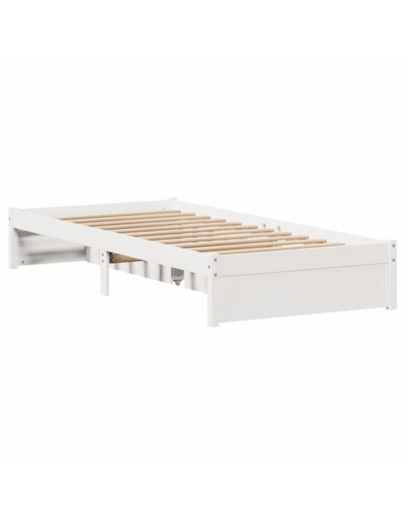 Letto senza Materasso Bianco 90x190 cm in Legno Massello Pino