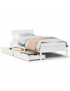 Letto senza Materasso Bianco 90x190 cm in Legno Massello Pino