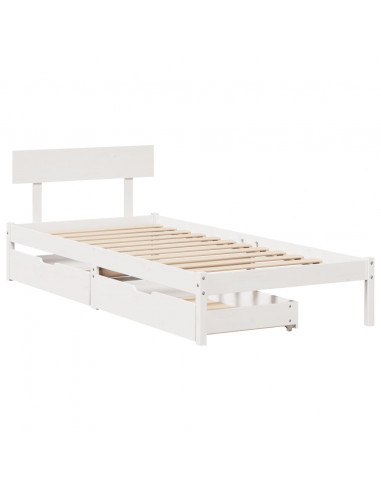 Letto senza Materasso Bianco 90x190 cm in Legno Massello Pino