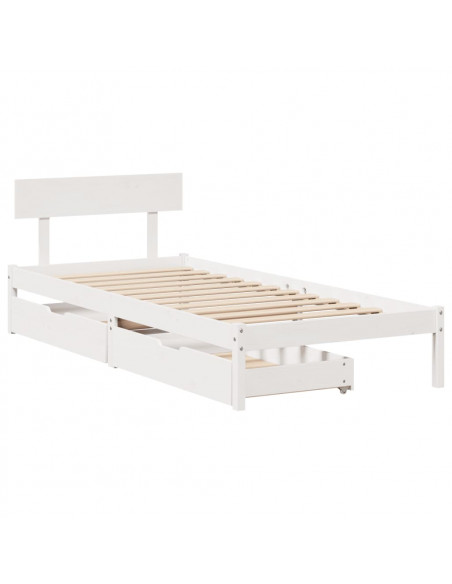 Letto senza Materasso Bianco 90x190 cm in Legno Massello Pino