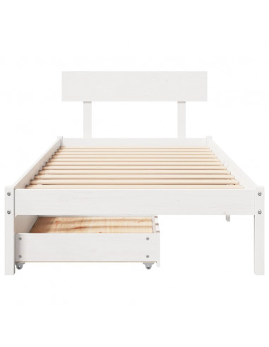 Letto senza Materasso Bianco 90x190 cm in Legno Massello Pino