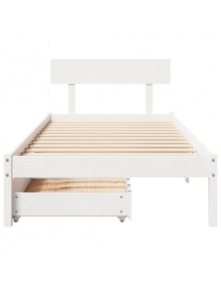 Letto senza Materasso Bianco 90x190 cm in Legno Massello Pino