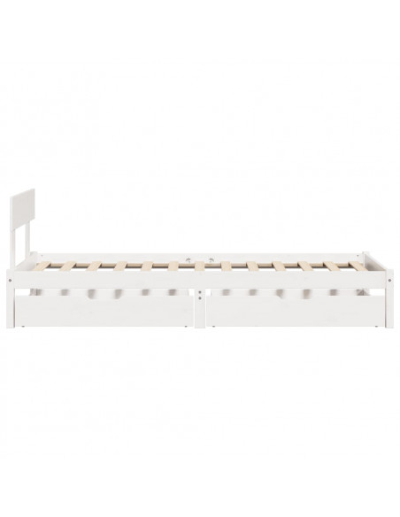Letto senza Materasso Bianco 90x190 cm in Legno Massello Pino