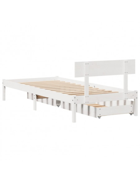 Letto senza Materasso Bianco 90x190 cm in Legno Massello Pino