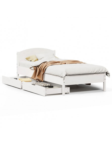 Letto senza Materasso Bianco 90x190 cm in Legno Massello Pino