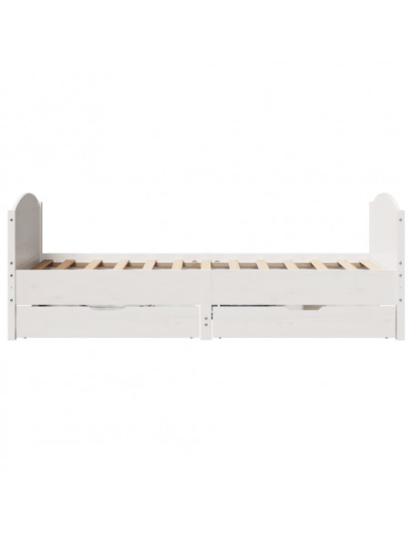 Letto senza Materasso Bianco 90x190 cm in Legno Massello Pino