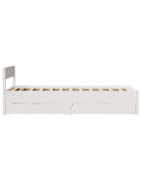 Letto senza Materasso Bianco 90x190 cm in Legno Massello Pino