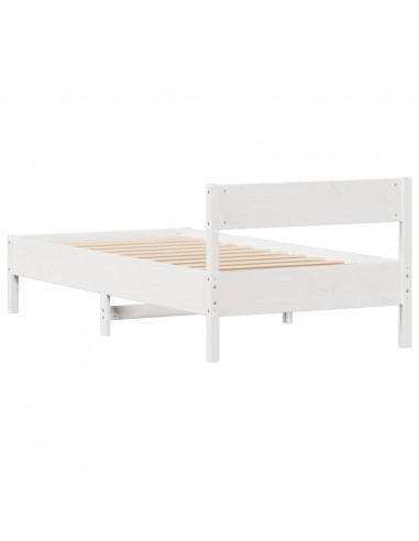 Letto senza Materasso Bianco 90x190 cm in Legno Massello Pino