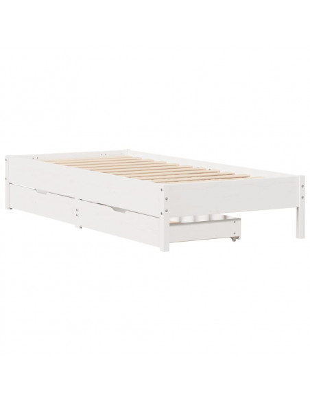 Letto senza Materasso Bianco 90x190 cm in Legno Massello Pino