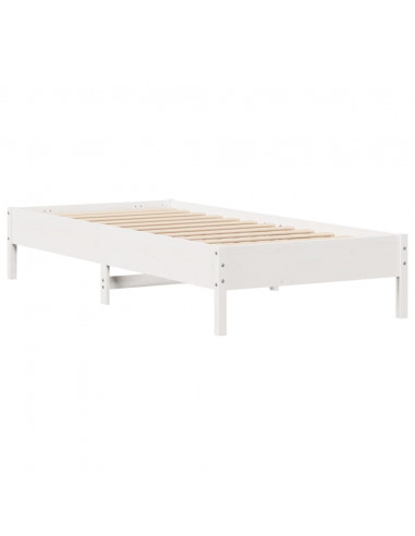 Letto senza Materasso Bianco 90x190 cm in Legno Massello Pino