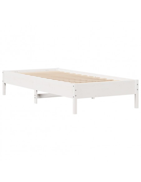 Letto senza Materasso Bianco 90x190 cm in Legno Massello Pino