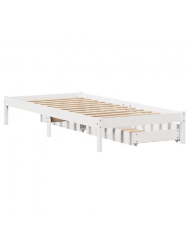 Letto senza Materasso Bianco 90x190 cm in Legno Massello Pino