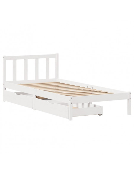 Letto senza Materasso Bianco 90x190 cm in Legno Massello Pino