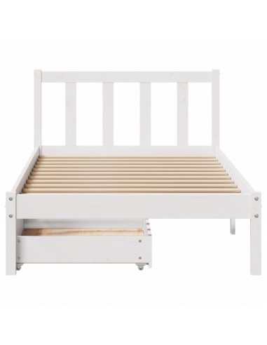 Letto senza Materasso Bianco 90x190 cm in Legno Massello Pino