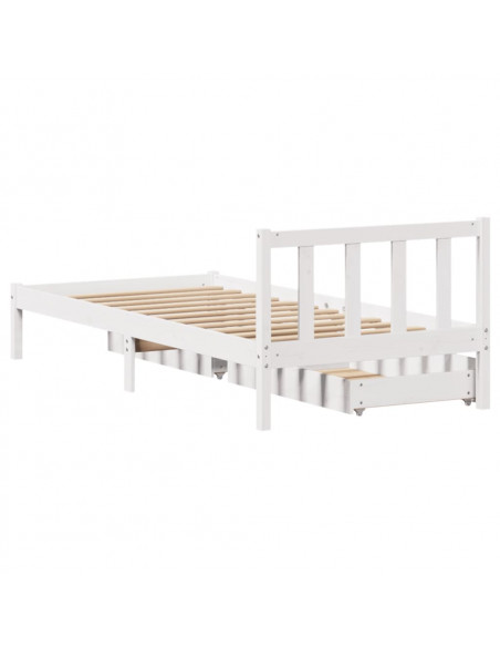Letto senza Materasso Bianco 90x190 cm in Legno Massello Pino
