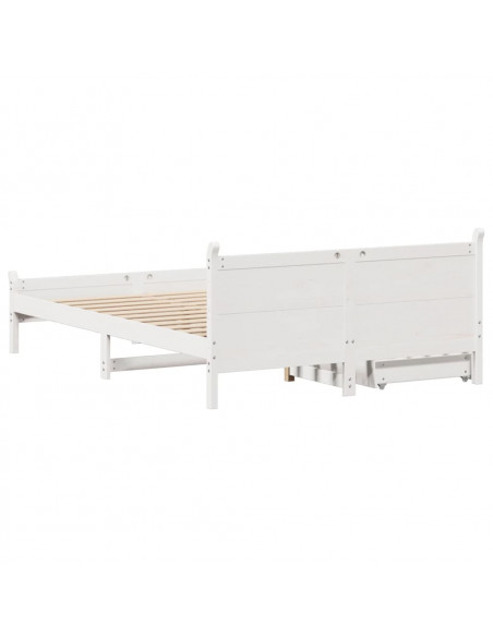 Letto senza Materasso Bianco 120x190 cm Legno Massello di Pino