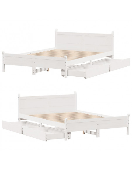 Letto senza Materasso Bianco 120x190 cm Legno Massello di Pino