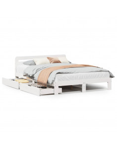 Letto senza Materasso Bianco 120x190 cm Legno Massello di Pino
