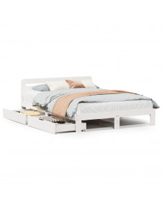 Letto senza Materasso Bianco 135x190 cm Legno Massello di Pino