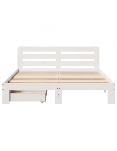 Letto senza Materasso Bianco 135x190 cm Legno Massello di Pino