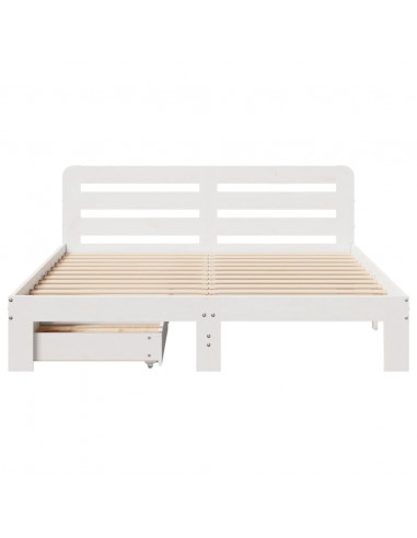 Letto senza Materasso Bianco 140x190 cm Legno Massello di Pino