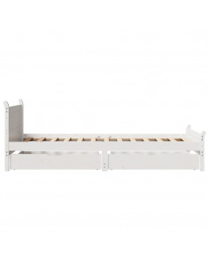 Letto senza Materasso Bianco 75x190 in Legno Massello di Pino