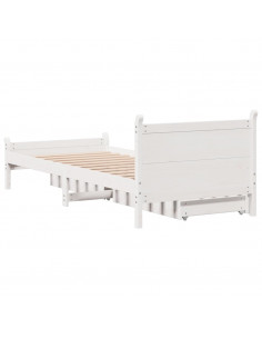 Letto senza Materasso Bianco 75x190 in Legno Massello di Pino 2