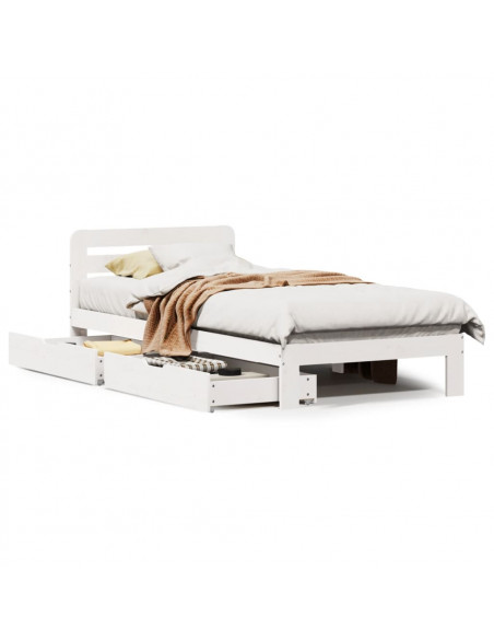 Letto senza Materasso Bianco 90x190 cm in Legno Massello Pino