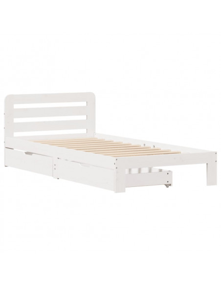 Letto senza Materasso Bianco 90x190 cm in Legno Massello Pino