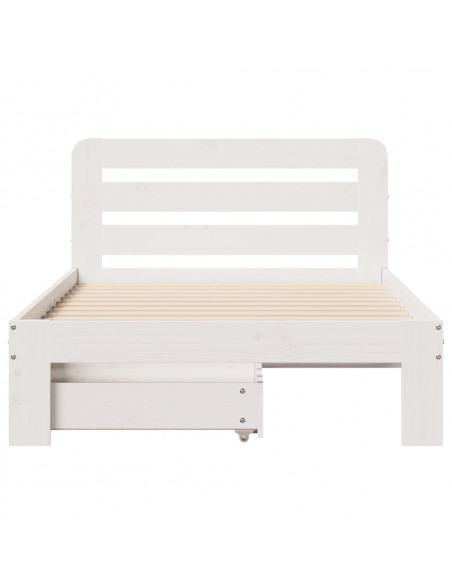 Letto senza Materasso Bianco 90x190 cm in Legno Massello Pino