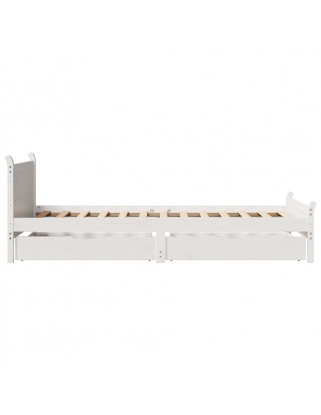 Letto senza Materasso Bianco 90x190 cm in Legno Massello Pino