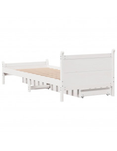 Letto senza Materasso Bianco 90x190 cm in Legno Massello Pino 2