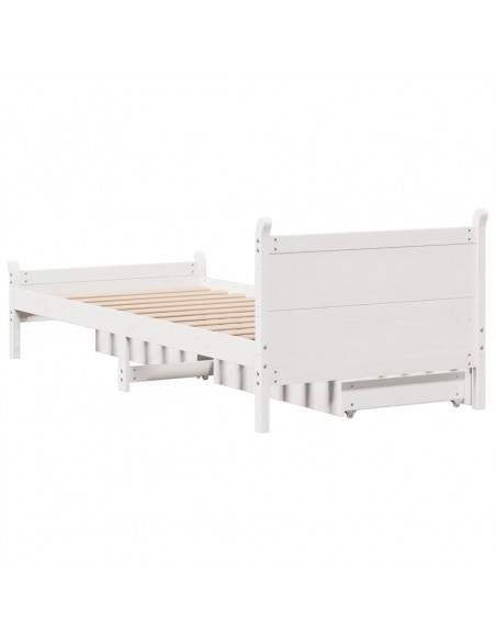 Letto senza Materasso Bianco 90x190 cm in Legno Massello Pino