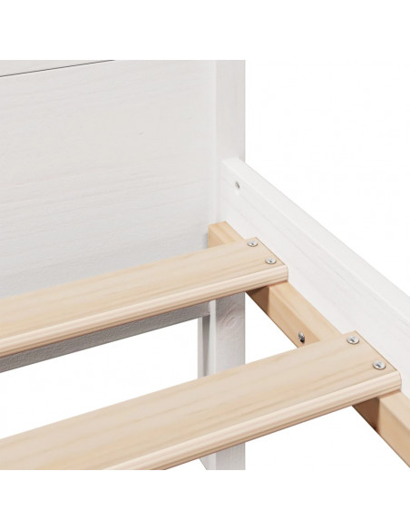 Letto senza Materasso Bianco 90x190 cm in Legno Massello Pino