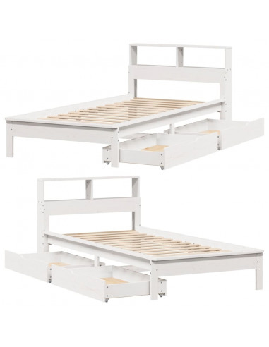 Letto con Libreria senza Materasso 75x190 cm in Legno Pino