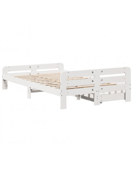 Letto senza Materasso Bianco 120x190 cm Legno Massello di Pino