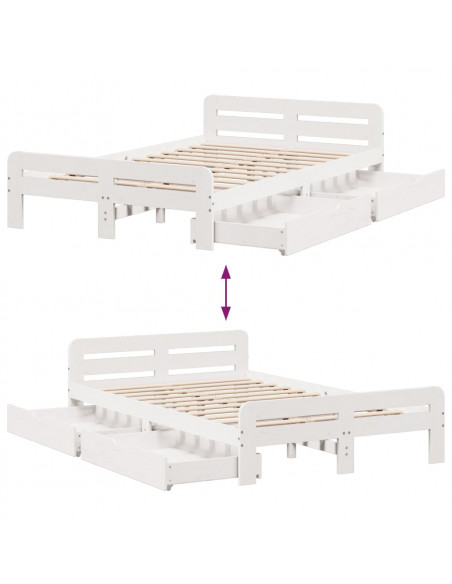 Letto senza Materasso Bianco 120x190 cm Legno Massello di Pino