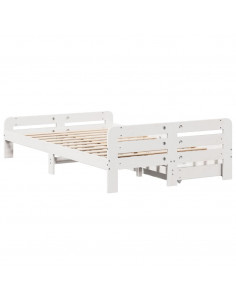 Letto senza Materasso Bianco 135x190 cm Legno Massello di Pino 2