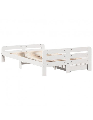Letto senza Materasso Bianco 135x190 cm Legno Massello di Pino