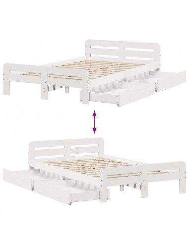 Letto senza Materasso Bianco 135x190 cm Legno Massello di Pino