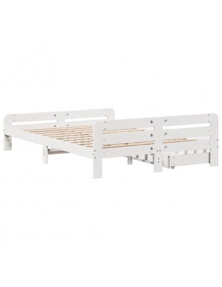 Letto senza Materasso Bianco 140x190 cm Legno Massello di Pino
