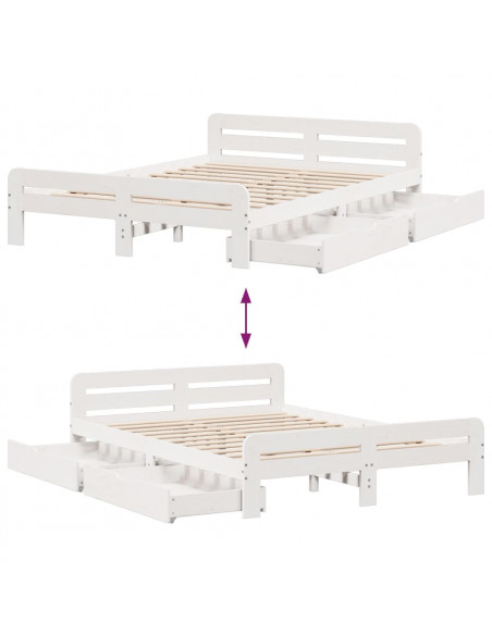 Letto senza Materasso Bianco 140x190 cm Legno Massello di Pino