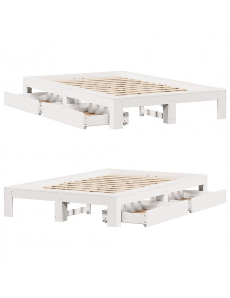 Giroletto senza Materasso Bianco 120x190 cm Legno Massello Pino